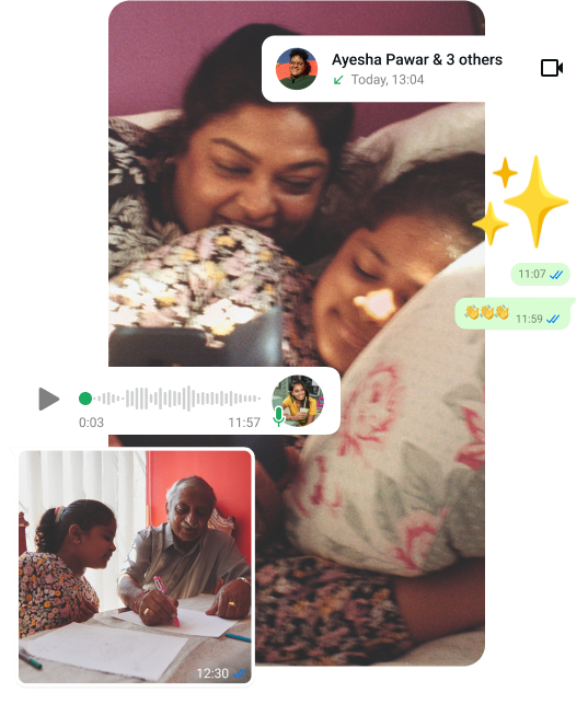 Screenshot of family using WhatsApp to make voice calls to stay connected